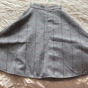 Grey and Burgundy Plaid Skirt